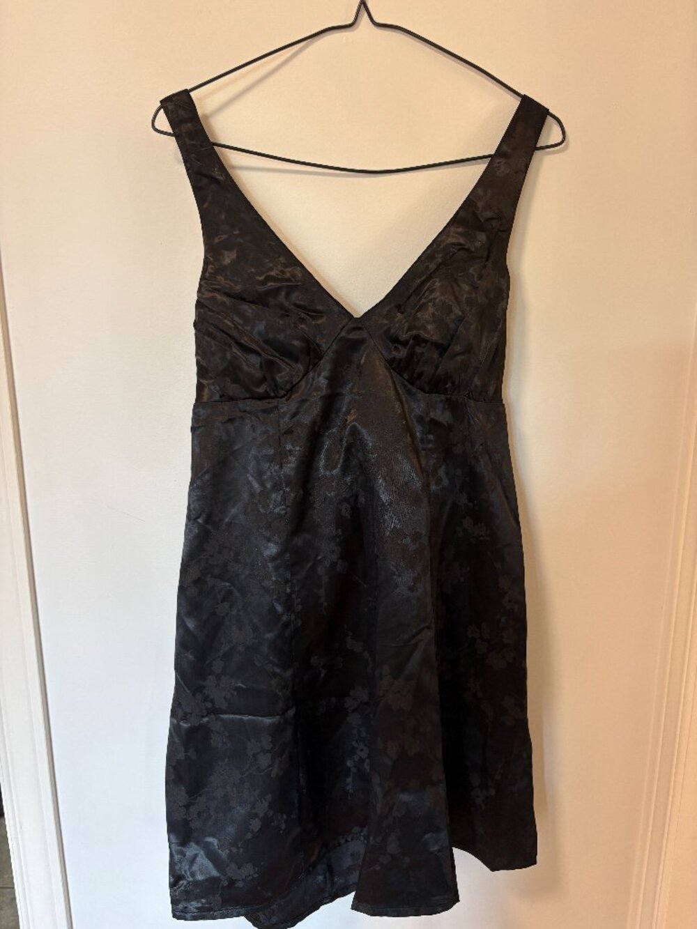 Japna Little Black Dress Mini Sleeveless Bow Floral Design Minimalist NWT Sz Med